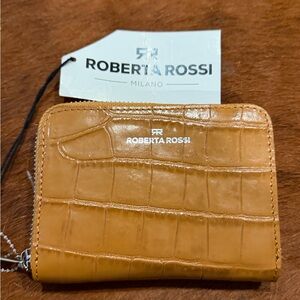 Roberta Rossi Tan Croc-Embossed Wallet